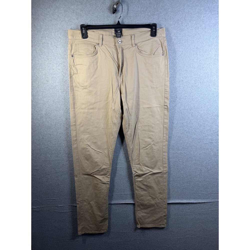 H&M Pants Mens 34x32 Beige Slim Fit Chino Tapered Leg Casual 5 Pocket Classic